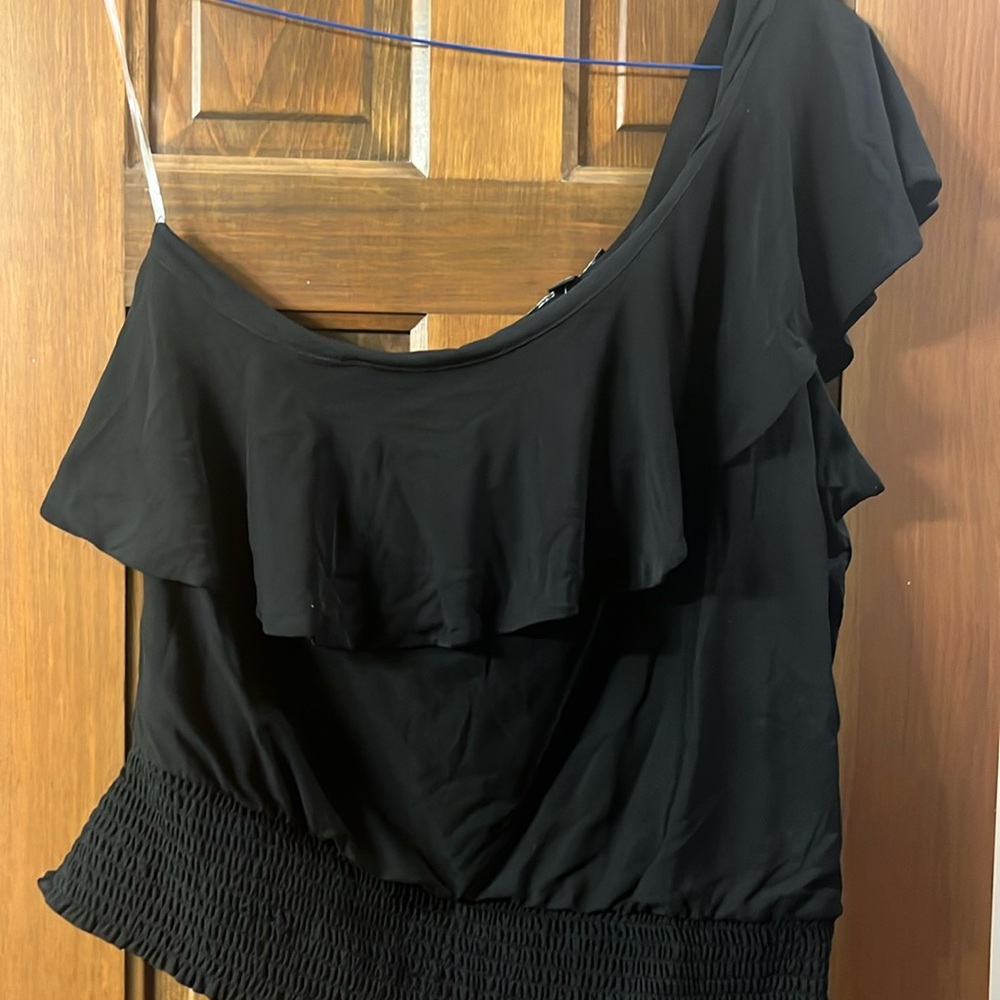 Black one shoulder dress top